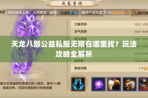 天龙八部公益私服无限在哪里找？玩法攻略全解析