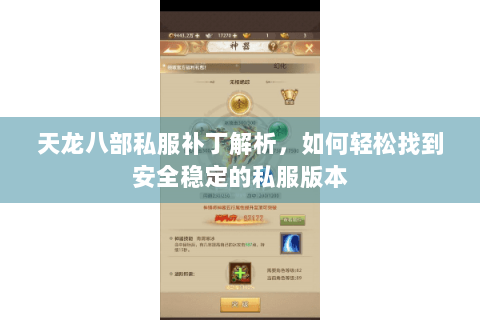 天龙八部私服补丁解析，如何轻松找到安全稳定的私服版本